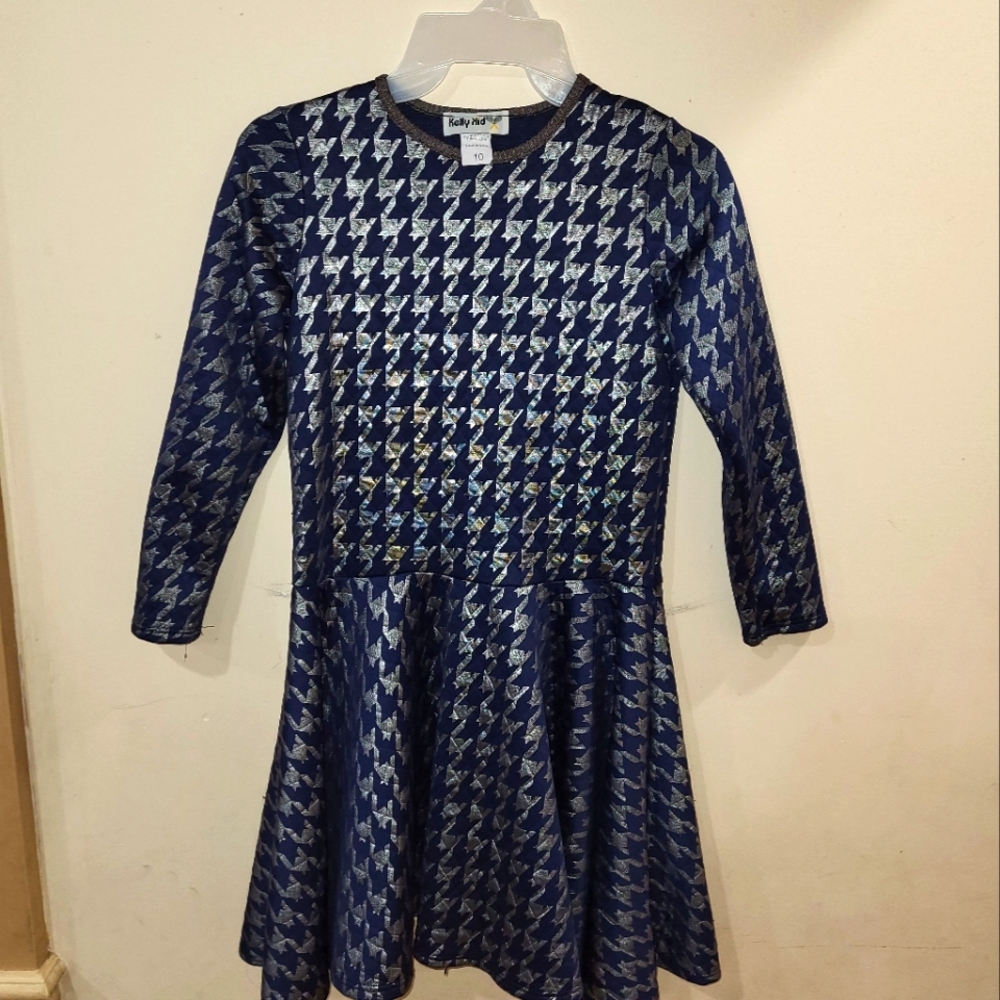 Girls dress by KELLY KIDS size 10 color Navy and Silver